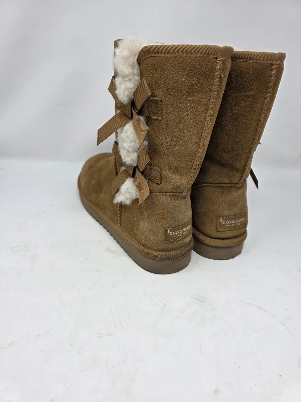 Koolaburra by UGG Victoria Short Boots Womens 9 Chestnut Brown Suede Bows